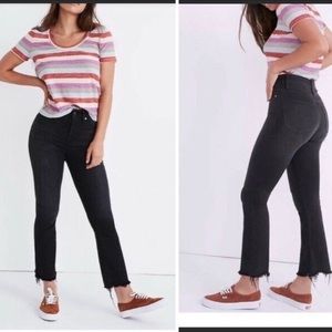 Madewell Cali Demi Boot Jeans Size 29 High Rise Raw Chewed Hem Mini Flare Black